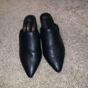 Time and Tru Black Backless Pointed Toe Heels